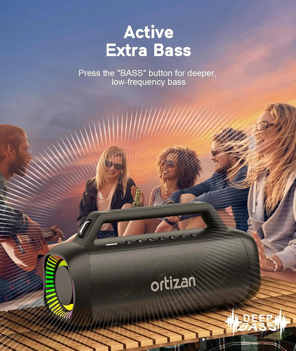 Altavoces Ortizan de 60W (80W de Pico) Inalámbricos Bluetooth con Bajos Potentes, Altavoces Subwoofer Grandes Inalámbricos Bluetooth 5.3 con Banco de Energía