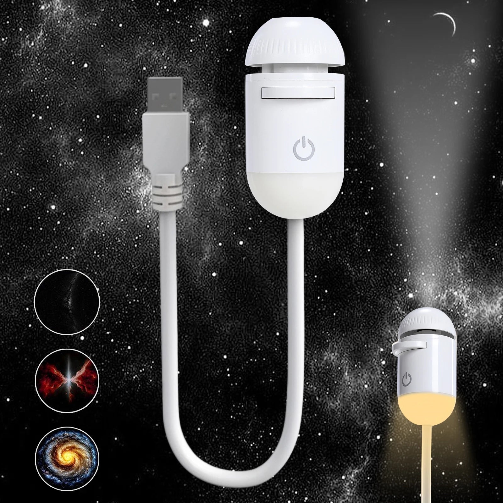 Mini proyector de galaxia LED 360° con cielo estrellado para decoración y fiestas