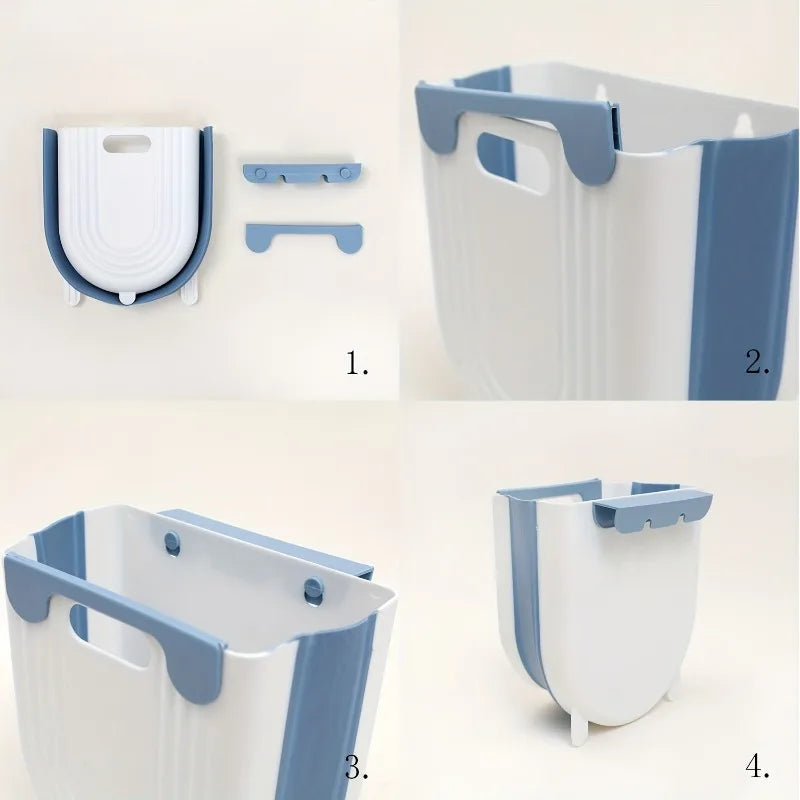 Cubo de basura colgante plegable para cocina, mueble de baño para el hogar, cubo de basura montado en la pared, accesorios de cocina
