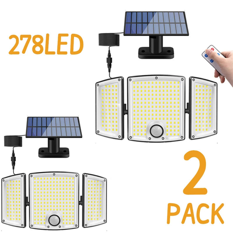 Luz Solar LED 278 Cuentas para Jardín con 3 Modos y Mando