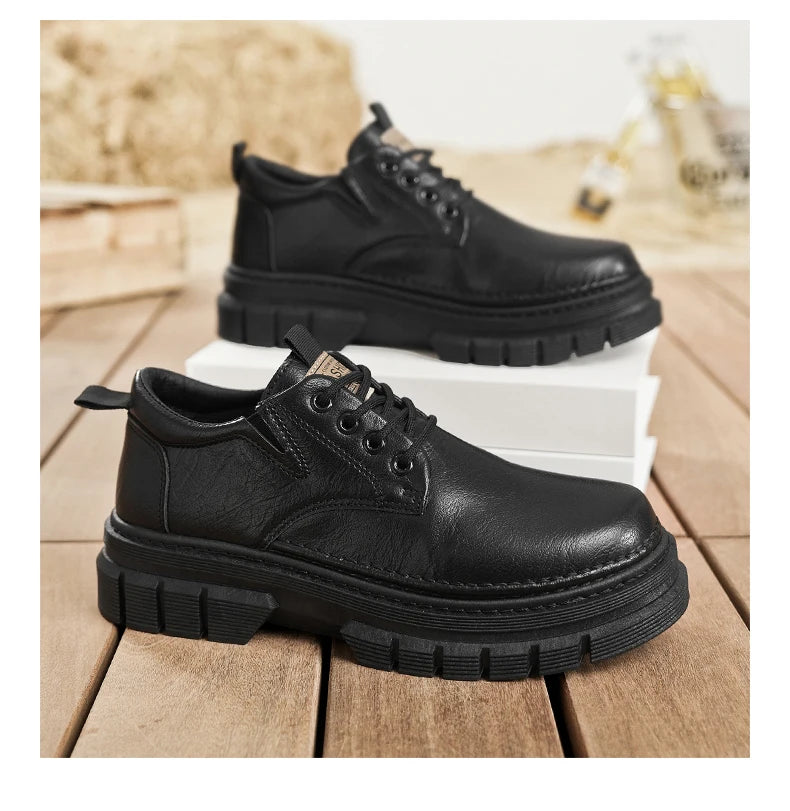 Zapatos informales para hombre, calzado cómodo para trabajo hecho a mano en las cuatro estaciones, zapatos de trabajo al aire libre, moda Joker, zapatos de marea juvenil, zapatos de cuero para fiesta de negocios