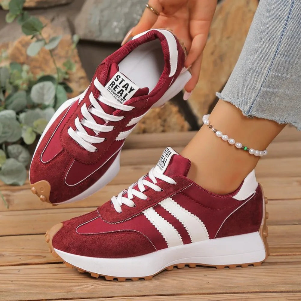 Nuevo 2025 zapatillas gruesas para mujer, zapatillas informales con plataforma a la moda, zapatillas ligeras de fondo suave para correr, zapatillas de deporte de malla de verano