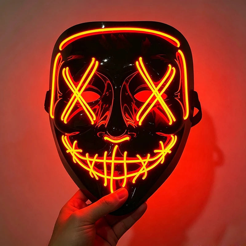 1 unidad de atractiva máscara de alambre EL de neón, más colores a elegir, máscara LED luminosa Purge, accesorio de cosplay para adultos, brilla en la oscuridad.