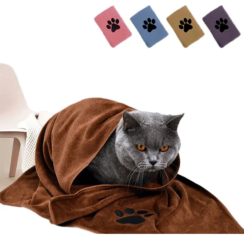 Toalla de baño de microfibra para mascotas, 35x75cm/50x100cm, bordada, súper suave, absorbente, para gatos y perros, suministros de aseo