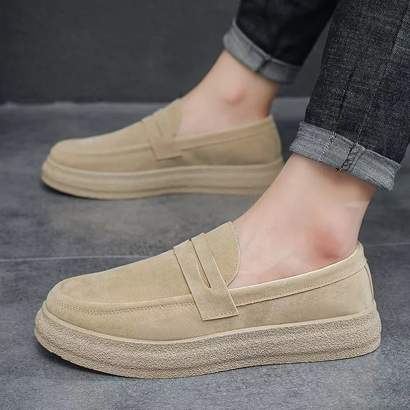 Mocasines con plataforma a la moda para hombre, zapatos informales cómodos para hombre, zapatillas ligeras sin cordones para caminar, zapatos planos transpirables para conducir