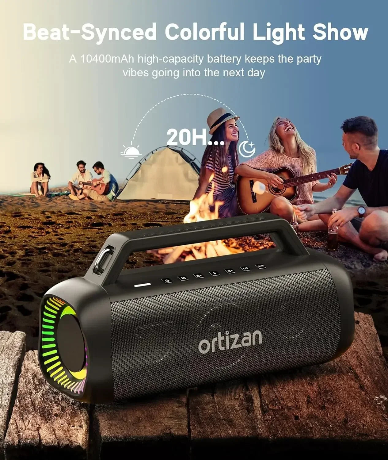 Ortizan Altavoz Bluetooth 60W Subwoofer Power Bank