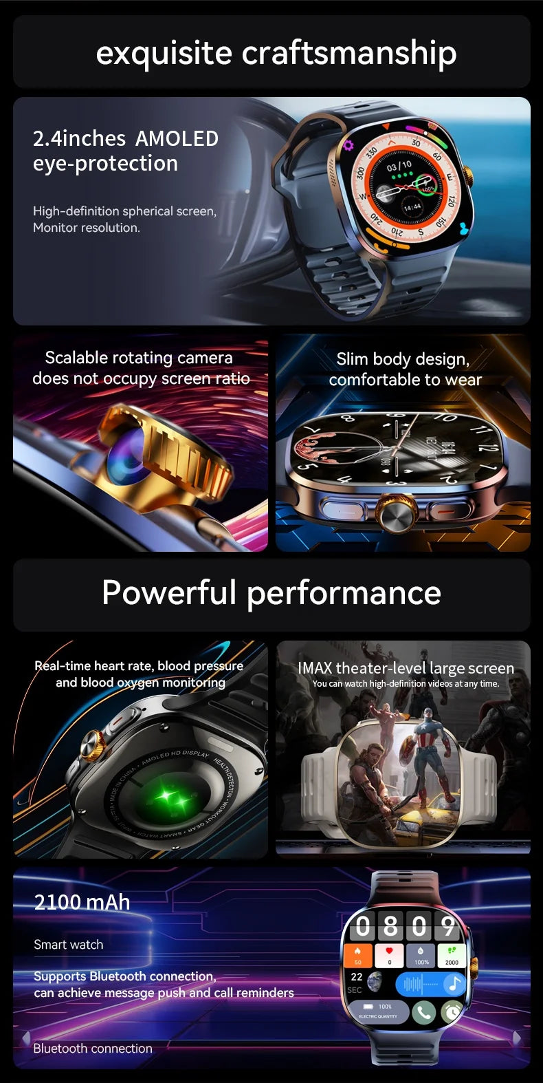 Reloj inteligente M99 Original con pantalla Amoled de 2,4 pulgadas, tarjeta Sim 4G/5G, GPS, WIFI 190 °   Reloj inteligente Android 10.0 con juego de cámara giratoria
