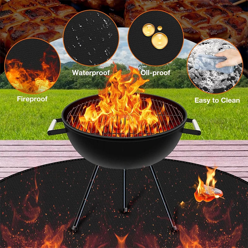 LMETJMA Alfombrilla para fogones debajo de la parrilla, alfombrilla redonda para parrilla, alfombrilla ignífuga debajo de la parrilla, almohadilla impermeable a prueba de aceite para barbacoa para cubierta JT334
