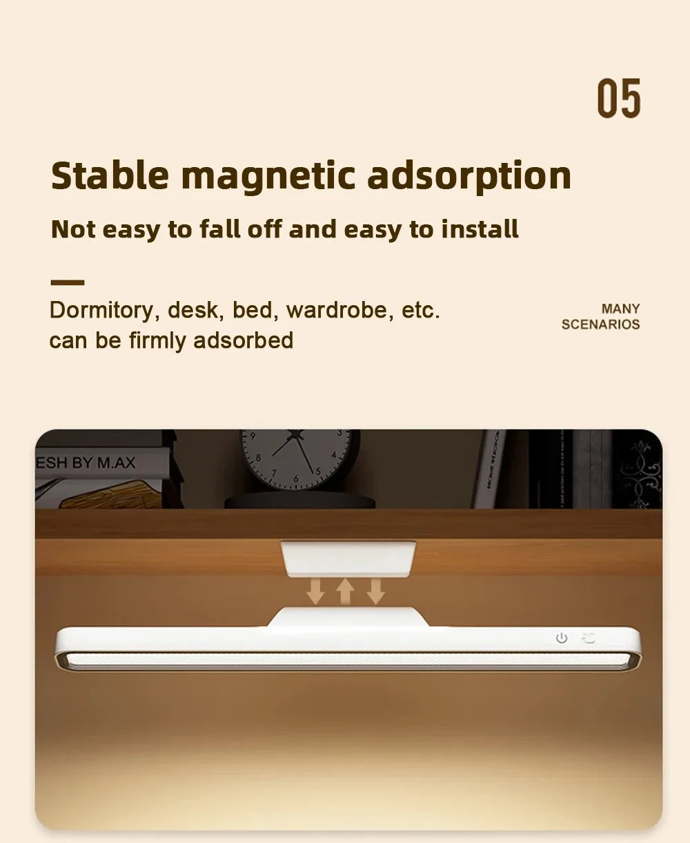 Lámpara LED USB Recargable Magnética con Atenuación Continua para Dormitorio