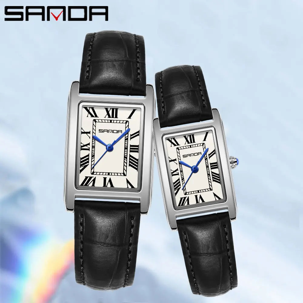 Relojes de Cuarzo SANDA para Pareja, Correa de Cuero