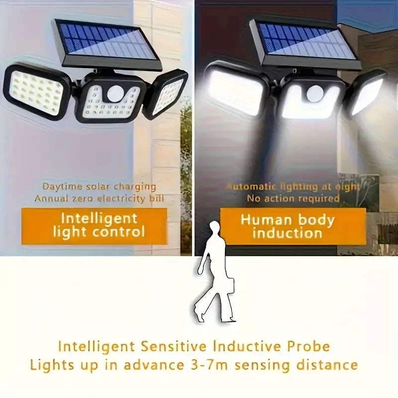 Lámpara Solar 74 LED Sensor de Movimiento IP65 para Jardín