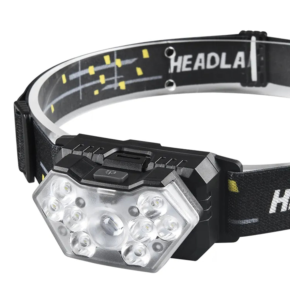Linterna Frontal 9 LED Recargable USB con Sensor de Movimiento