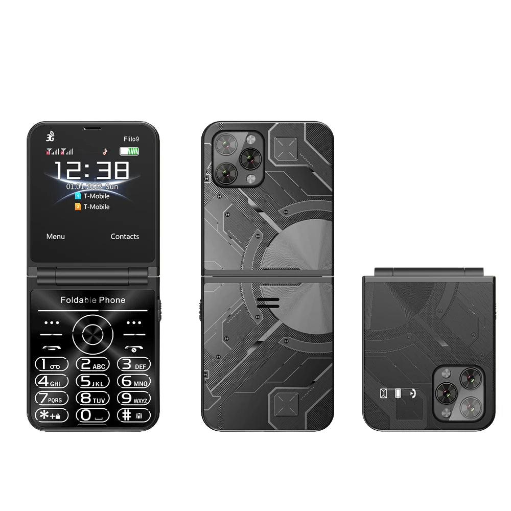 SERVO Flilo9 Teléfono Plegable 3G Doble SIM con Grabación y Radio FM