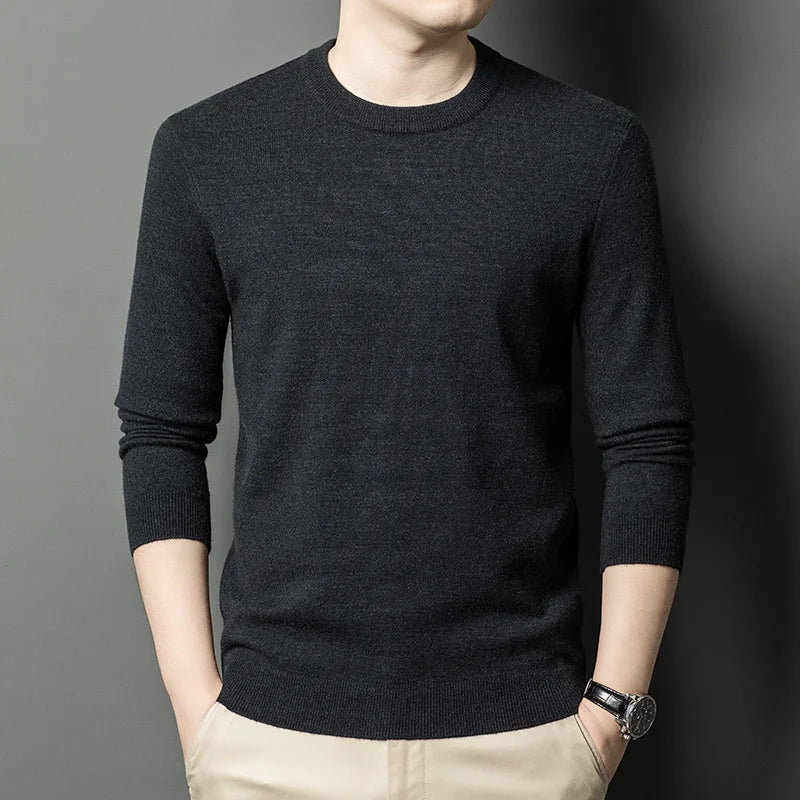 2025 nuevo suéter Casual para hombre, suéter tejido de manga larga con cuello redondo, Top versátil de moda con patrón de diamante