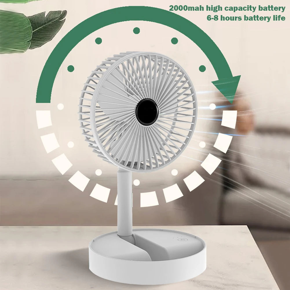 Ventilador de Escritorio Plegable Recargable USB con Tecla Táctil