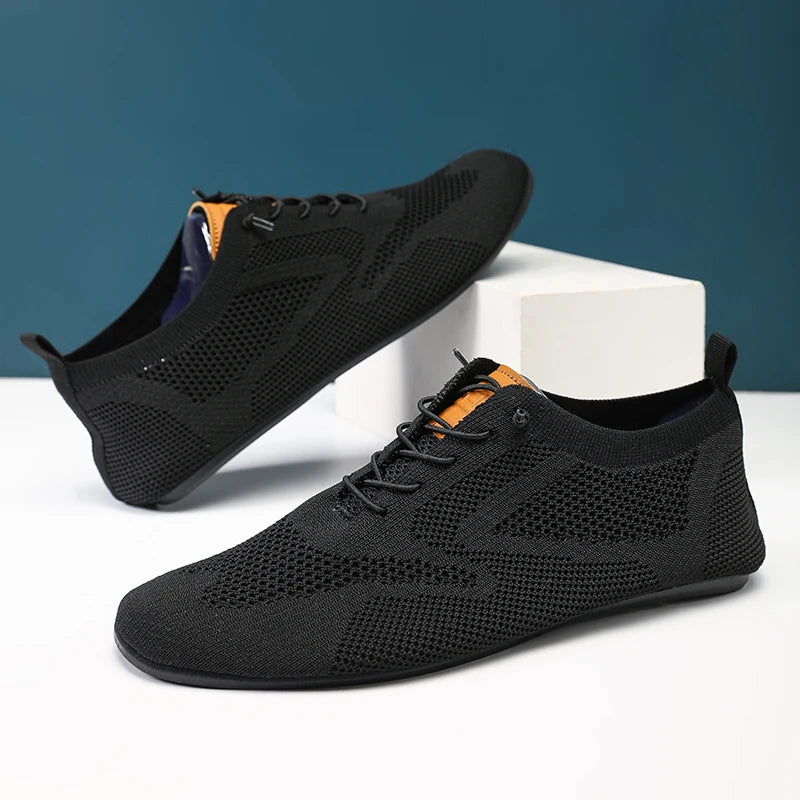 Zapatos informales ligeros sin cuero para hombre, mocasines de malla a la moda para parejas, zapatillas transpirables con cordones para hombre, zapatos planos suaves para Yoga