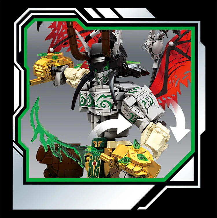 Bloques de Construcción 76112, Robot Mech Warrior, Alas Rojas, Cuchilla Verde, Modelo Dim-Blade, Kit de Bloques de Construcción, Juguete para Adultos y Niños, Regalos