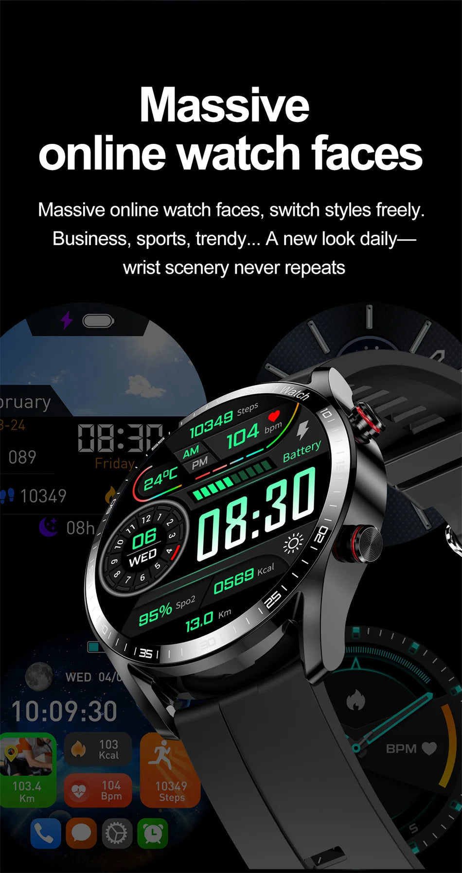 ECG + PPG Bluetooth llamada reloj inteligente hombres láser salud presión arterial Fitnes relojes deportivos hombre deportes impermeable Smartwatch + caja