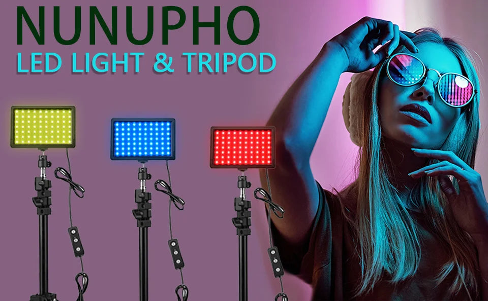 Kit de iluminación Led para fotografía y cámara, luz de vídeo con trípode, filtros RGB de 4 colores para filmación, transmisión, grabación en estudio