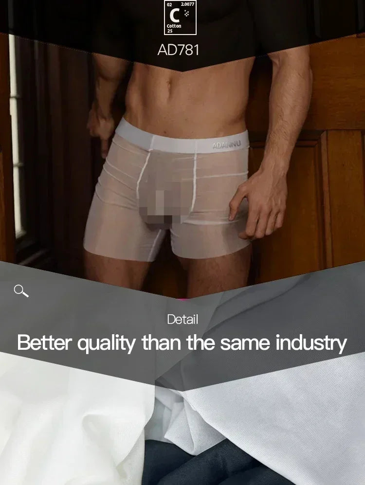 1/2/3 Uds. Ropa interior de seda helada para hombre, Boxer antibacteriano transparente sin costuras, pantalones cortos 0,01 de tela ultrafina, calzoncillos transparentes