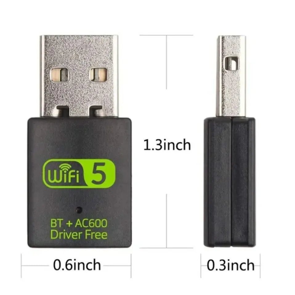 Adaptador USB WiFi Bluetooth 2 en 1 de 600Mbps, BT4.2, doble banda, 2.4G, 5GHz, tarjeta de red inalámbrica, Dongle sin controlador para ordenador portátil de escritorio