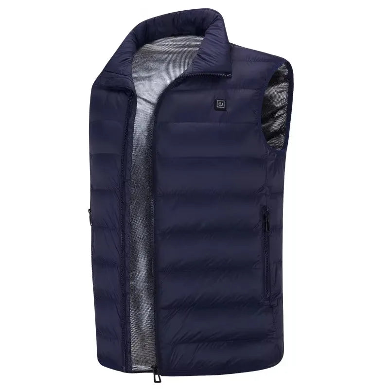 Chaleco calefactor eléctrico USB para hombre, ropa de invierno, para esquí, con almohadilla térmica, interfaz USB, chaleco cálido de invierno