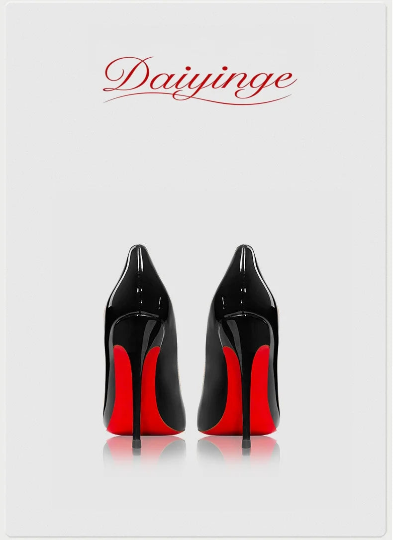 Stilettos de Mujer Charol Suela Roja Punta Fina Tacón Alto