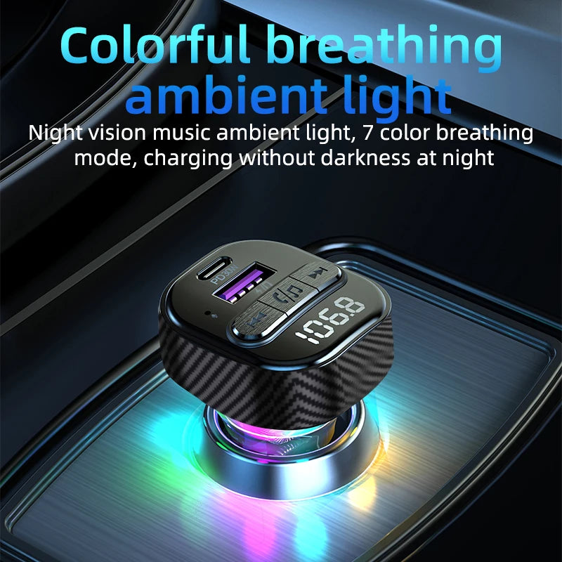 Transmisor FM Bluetooth 5.3 para Auto DYBO C50, Carga Rápida PD30W