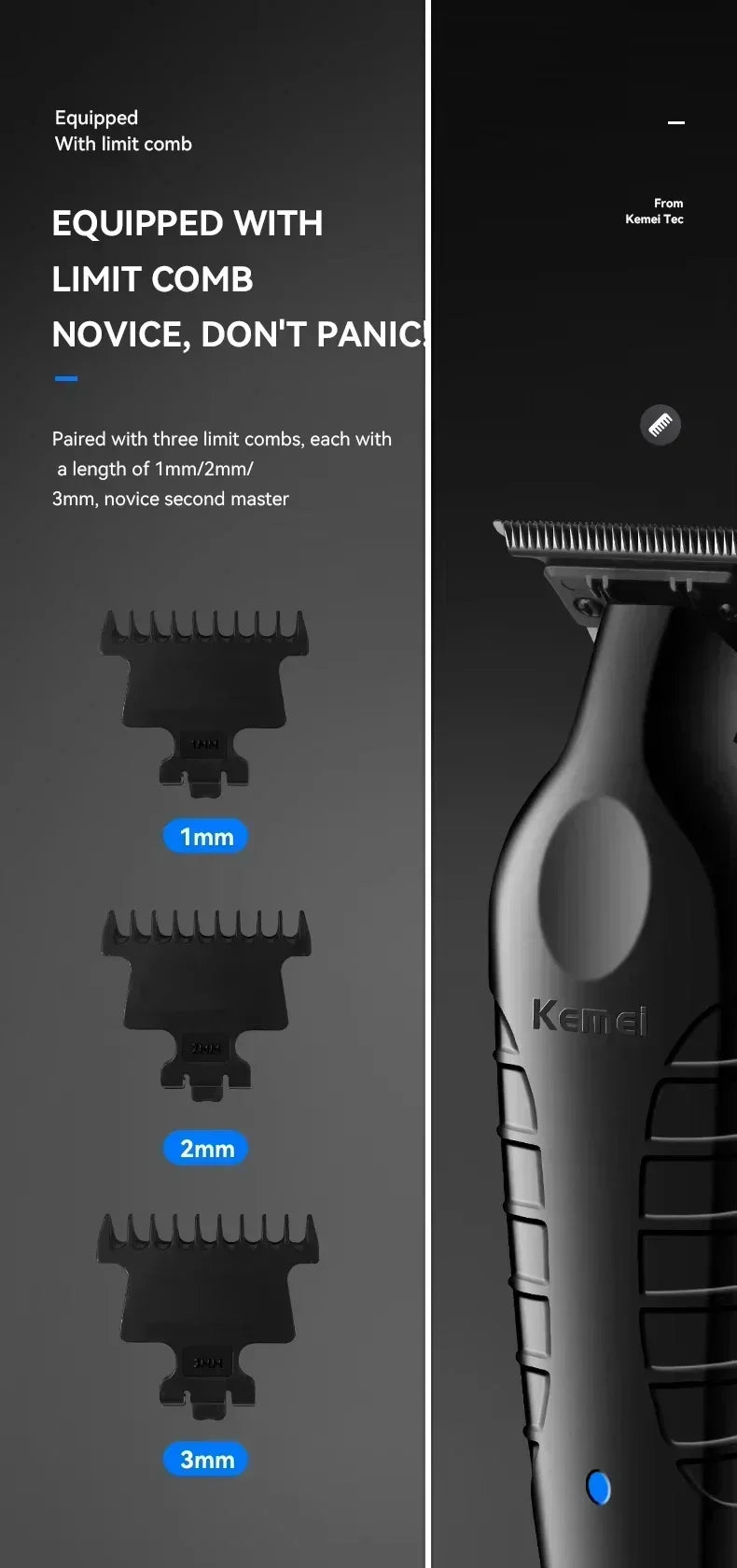 Kit de Cortadora de Pelo Profesional, Modelos KM-2299, KM-2296, KM-1102
