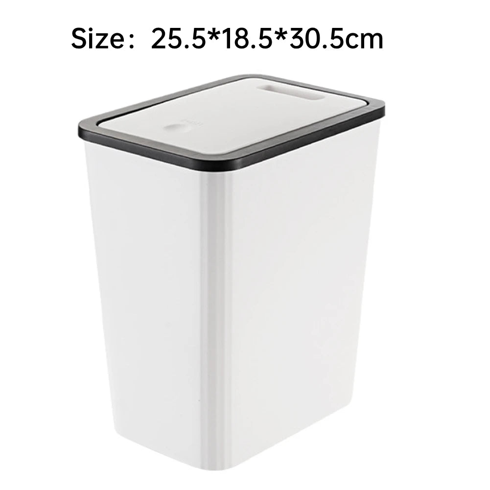 Cubo de basura con tapa a presión de plástico para baño, cocina y hogar
