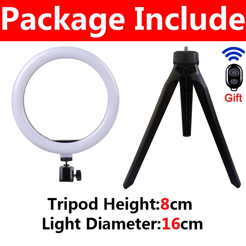 Anillo LED para Selfie de 16/26/33cm, luz de iluminación regulable, lámpara de anillo para Selfie fotográfico, luz de relleno con Control remoto para vídeo de teléfono en vivo