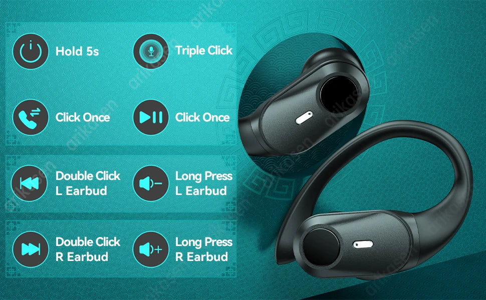 Auriculares Bluetooth 36h Pantalla LED con Gancho