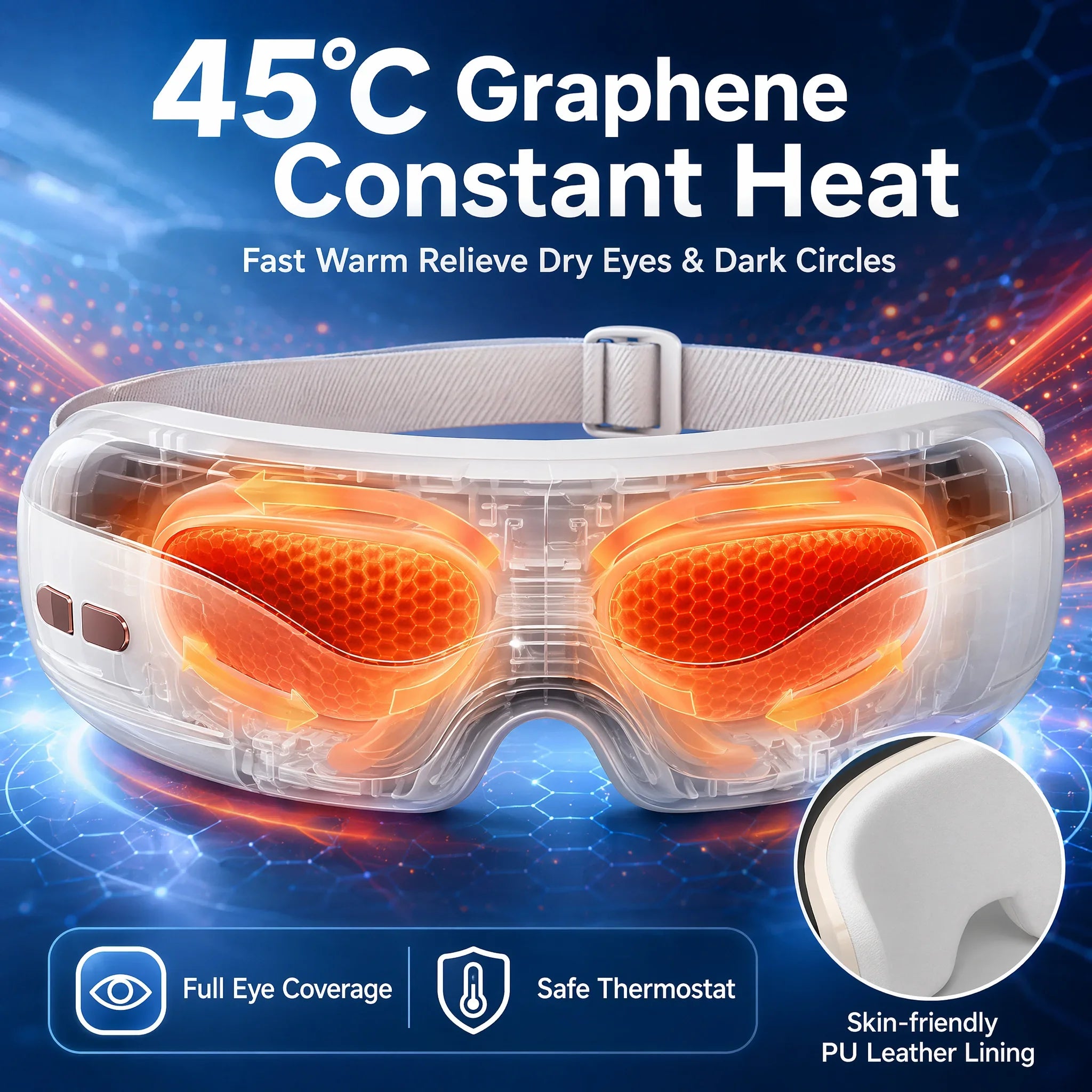 Masajeador de Ojos con Calor de Grafeno y Vibración Plegable