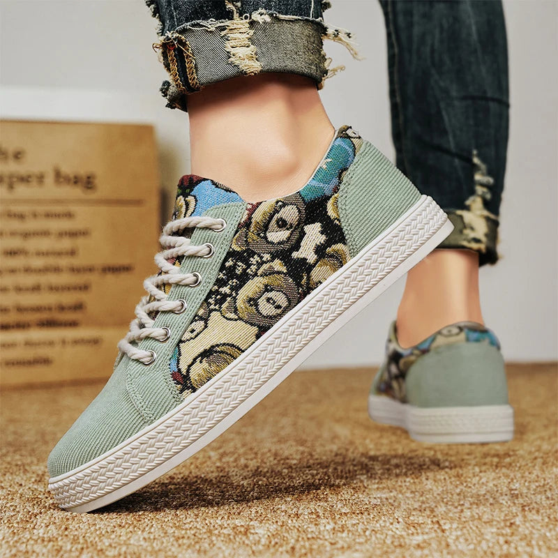 Zapatos informales de tela para hombre, zapatos para caminar al aire libre, ligeros y transpirables, para primavera y verano, zapatos planos cómodos y a la moda para jóvenes