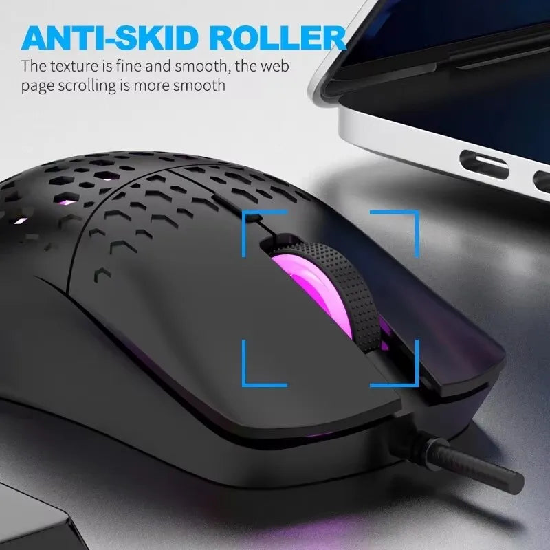 RAIKU G701-ratón con cable de 6 teclas, Mouse con iluminación colorida para juegos y oficina para Microsoft Windows y Apple IOS System