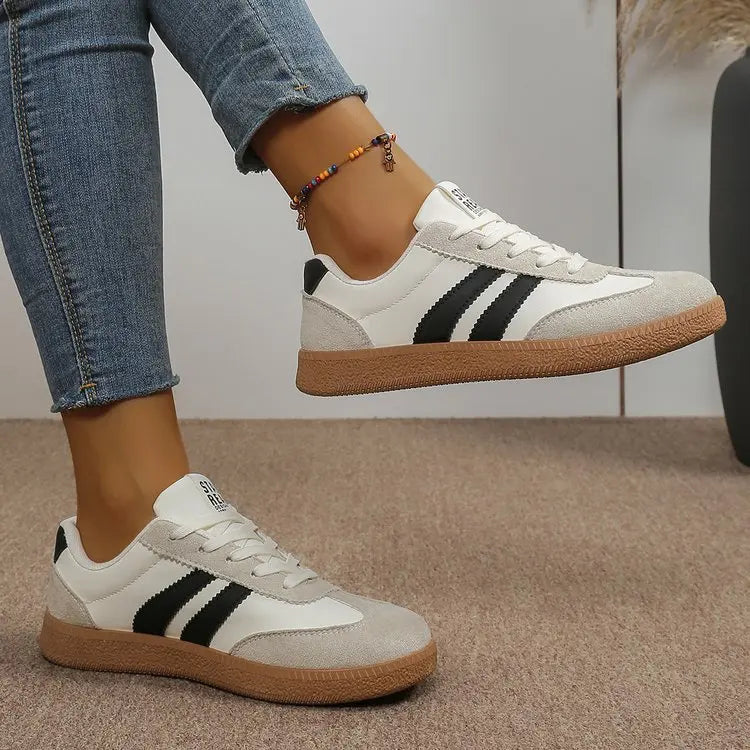 Zapatillas ligeras y cómodas para mujer, zapatos deportivos con cordones a rayas a la moda, zapatillas informales transpirables verdes de talla grande