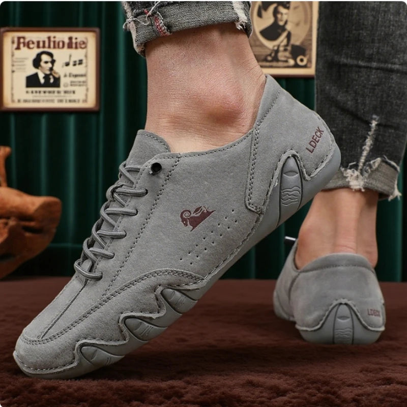 Botines para hombre con costuras a la moda, zapatos informales ligeros y cómodos para caminar, tenis transpirables, zapatos para conducir al aire libre