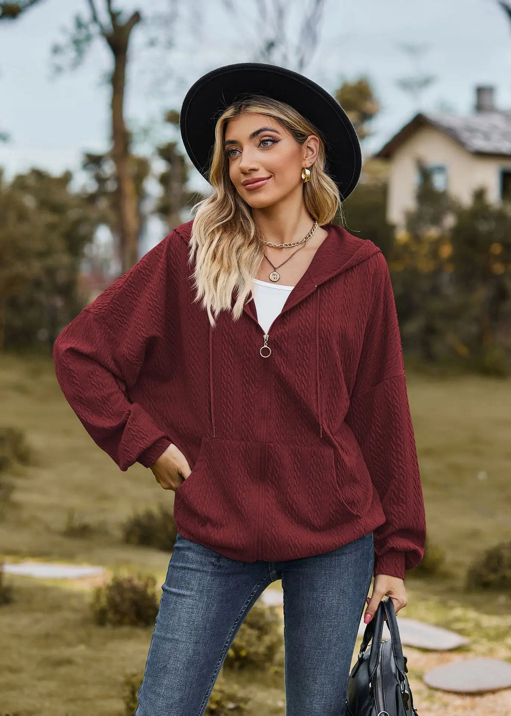 Sudadera con cremallera para mujer, abrigo informal de manga larga, ropa de calle de Color liso, holgado, Harajuku, otoño e invierno, 2024