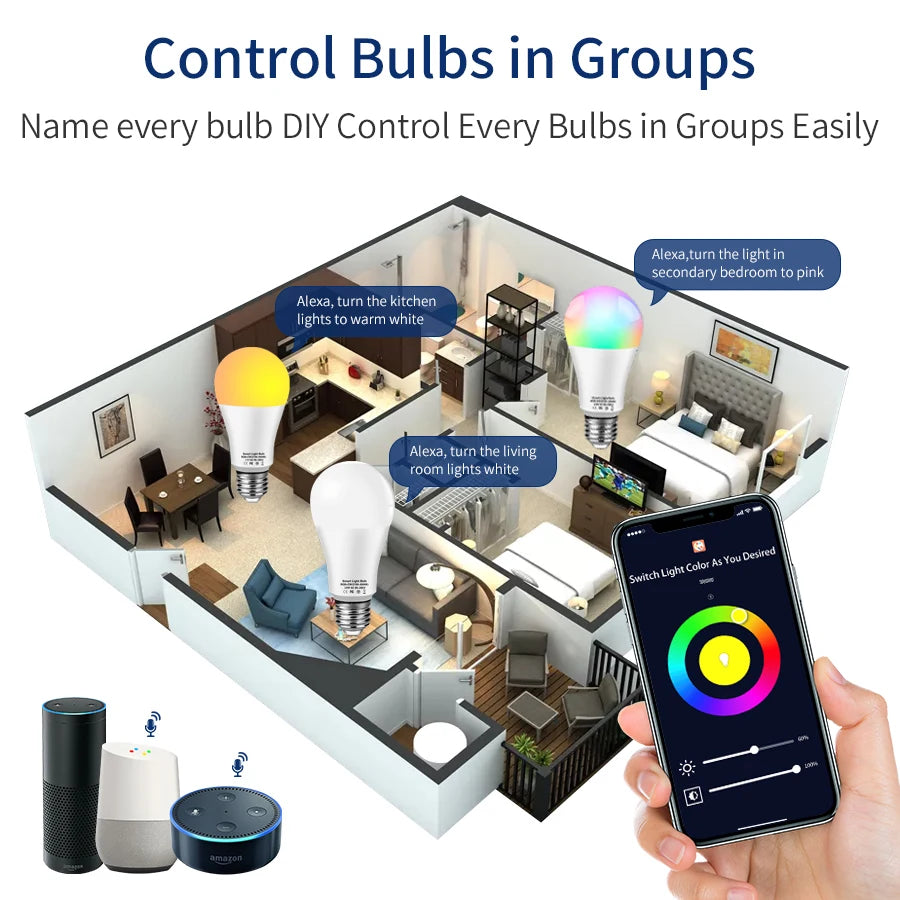 Bombilla LED Inteligente WiFi Tuya con Control de Voz