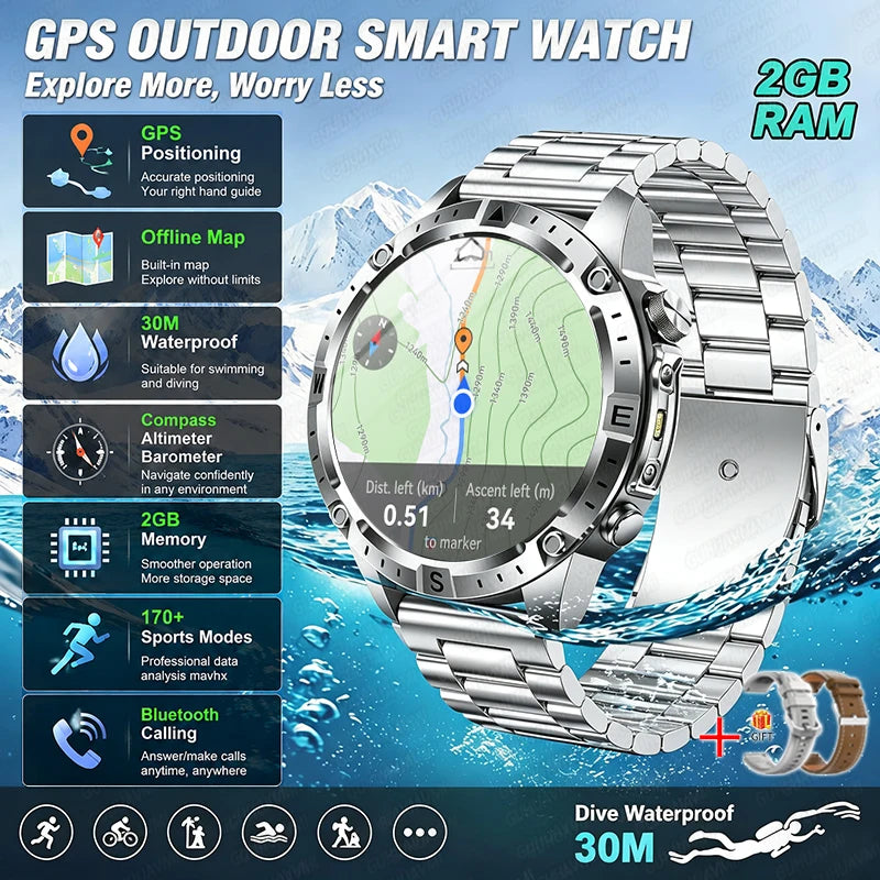 Reloj Inteligente con GPS, Mapa Offline, Linterna y 170 Deportes