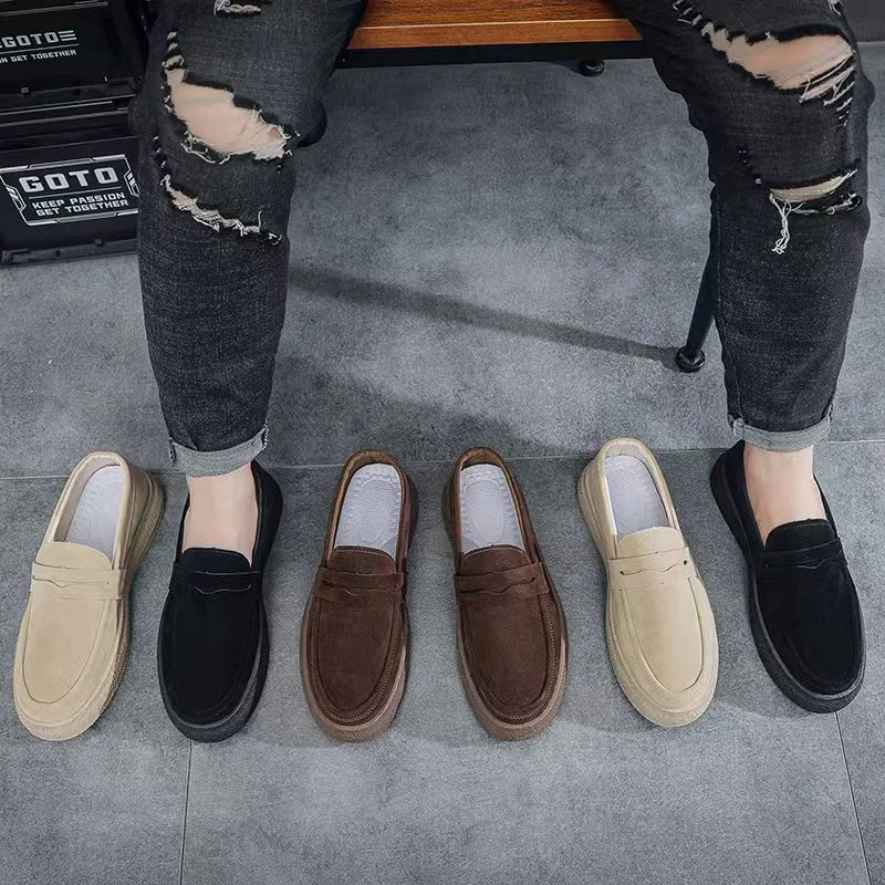 Mocasines con plataforma a la moda para hombre, zapatos informales cómodos para hombre, zapatillas ligeras sin cordones para caminar, zapatos planos transpirables para conducir