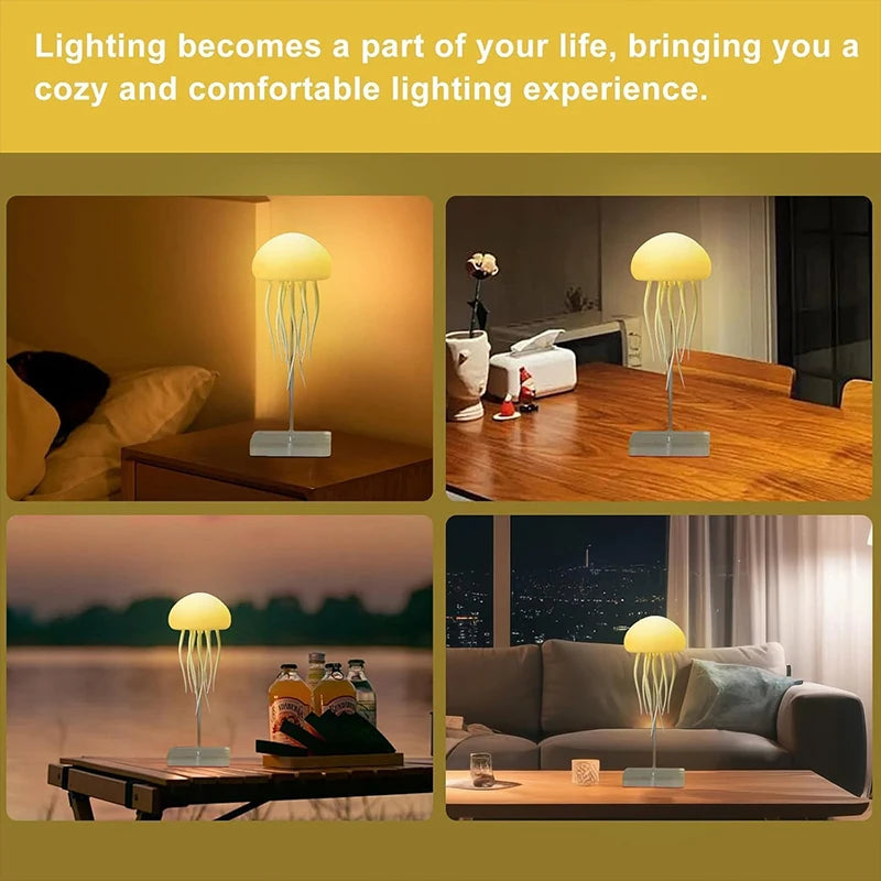 Lámpara LED de medusas con 9 tentáculos, 2 modos de trabajo, batería de larga duración, efectos de luz degradados de color con control remoto