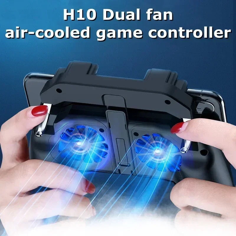 Mango de juego para teléfono móvil H10 de 4 dedos con radiador, mando de disparo, Joystick para IOS y Android, accesorios para juegos