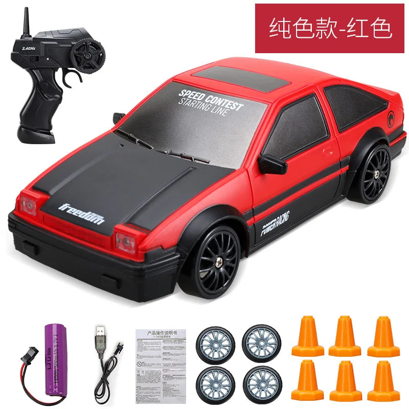 Coche de Carreras Teledirigido 2.4G 4WD, Modelos AE86, GTR, Ferrari, BMW