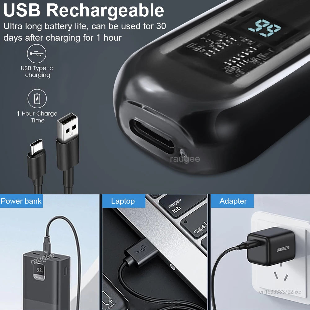 Recortadora de pelo para nariz, orejas y cejas recargable por USB, IPX7
