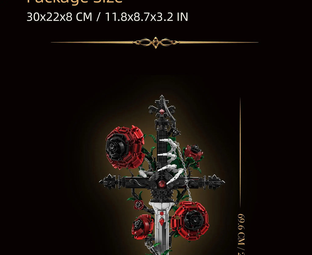 Bloques de Construcción K70007, Espada Rosa, Adorno Creativo para Escritorio, Serie Gótica Oscura, Juguetes de Ensamblaje, Regalo de Cumpleaños para Adultos