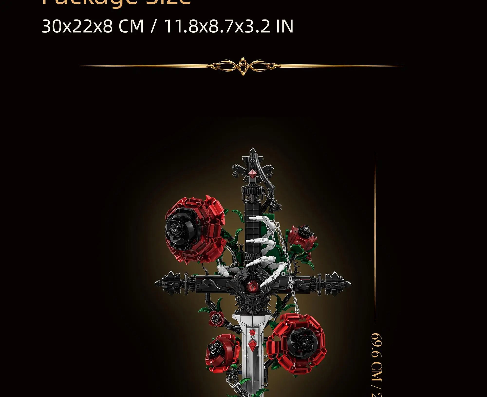 Bloques de Construcción K70007, Espada Rosa, Adorno Creativo para Escritorio, Serie Gótica Oscura, Juguetes de Ensamblaje, Regalo de Cumpleaños para Adultos