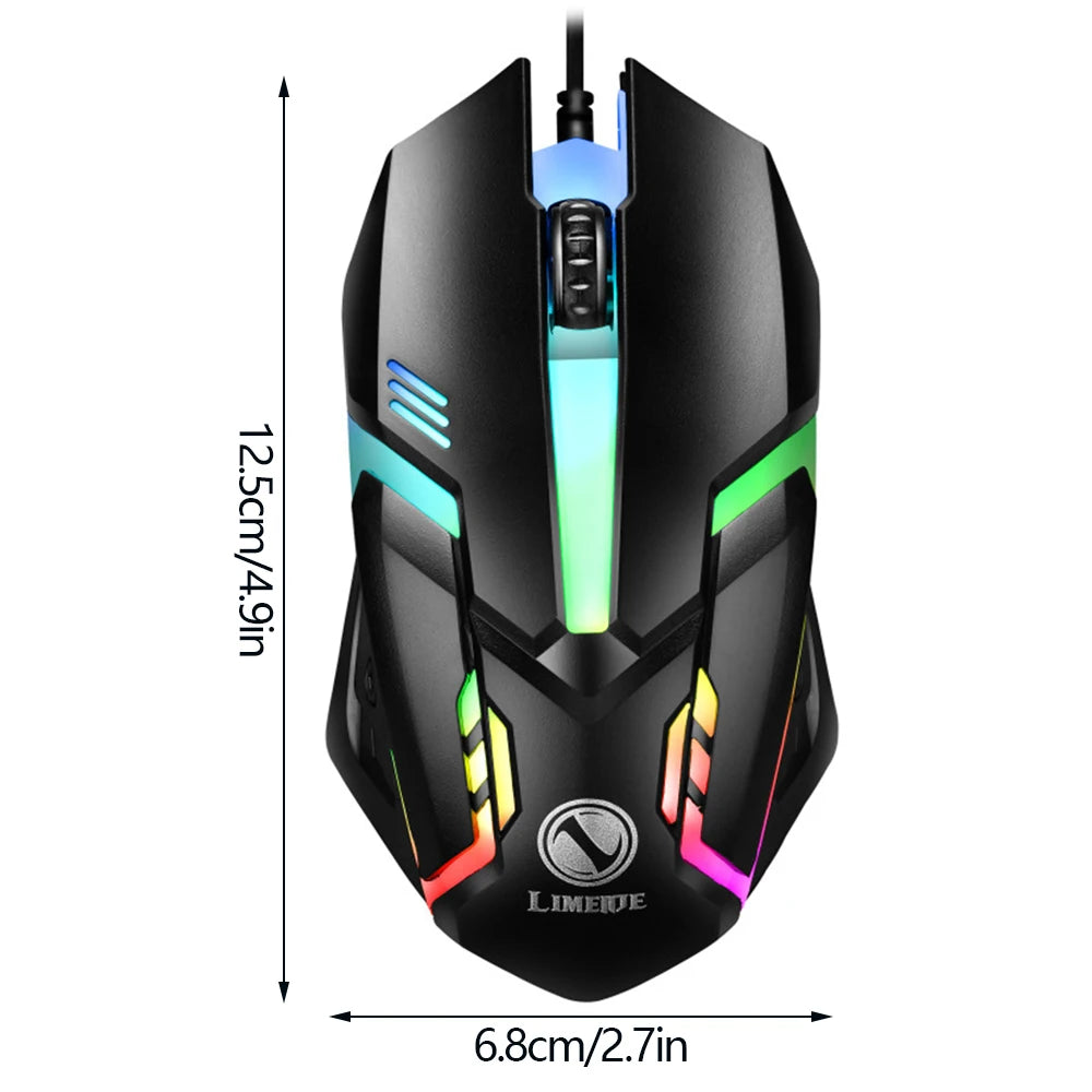 Limei S1 E deportes LED luminoso retroiluminado ratón con cable USB con cable para ordenador portátil de escritorio silencioso ratón para juegos de ordenador de oficina