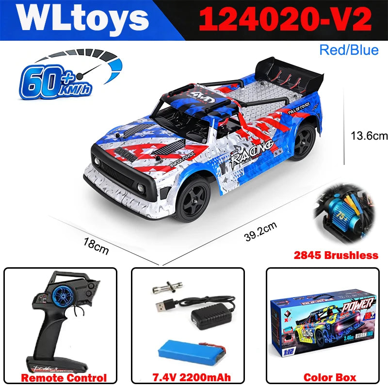 WLtoys 1/12 Autos RC 124017 124007 124016 124020 2.4G de Alta Velocidad   Coche de Carreras a Control Remoto sin Escobillas 4WD 75km/h, Juguete para Niños, Regalo