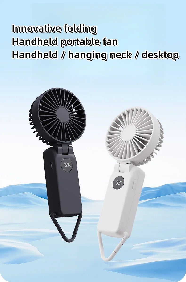 Nuevo Mini ventilador portátil de mano de 1800mAh, diseño de pantalla LED, 3 engranajes para aparatos de refrigeración portátiles de verano para interiores y exteriores